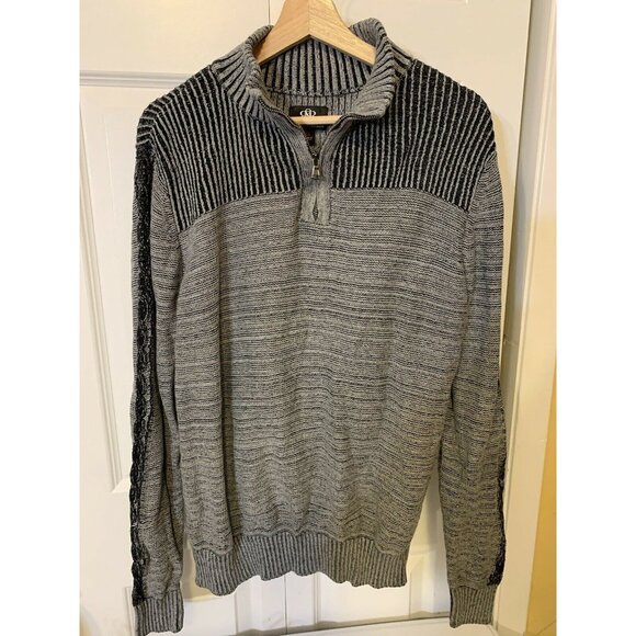 Rock & Republic Men’s Sz XL Black Gray 1/4 Zip Sweater - Picture 5 of 7